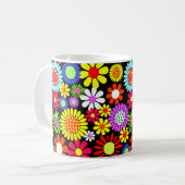 Retro spring hippie flower power koffiemok (Voorkant links)