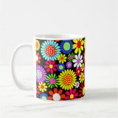 Retro spring hippie flower power koffiemok (Links)