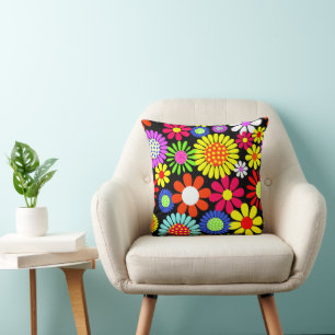 Retro spring hippie flower power kussen