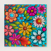 Retro spring hippie flower power legpuzzel (Horizontaal)