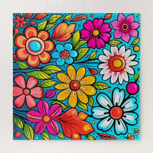 Retro spring hippie flower power legpuzzel (Horizontaal)
