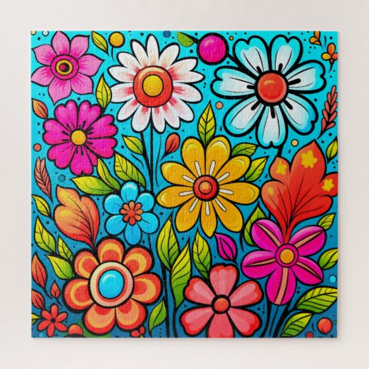 Retro spring hippie flower power legpuzzel (Verticaal)
