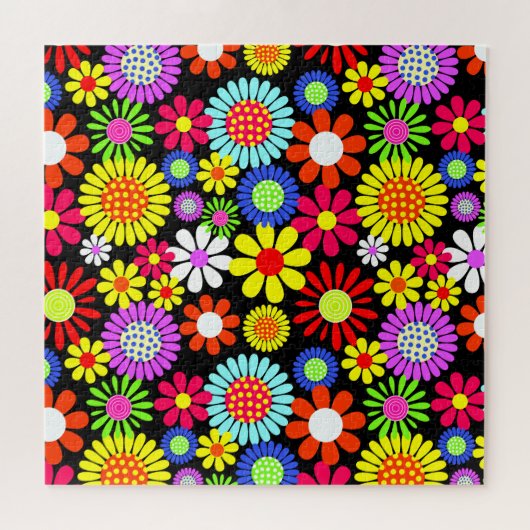 Retro spring hippie flower power legpuzzel (Horizontaal)