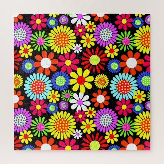 Retro spring hippie flower power legpuzzel (Verticaal)
