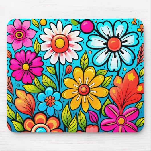 Retro spring hippie flower power muismat (Voorkant)