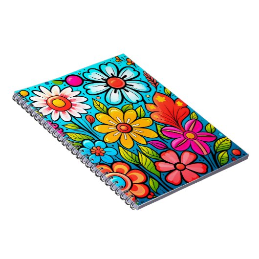 Retro spring hippie flower power notitieboek (Rechterzijde)