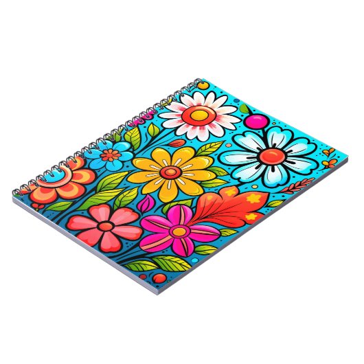 Retro spring hippie flower power notitieboek (Linkerzijde)