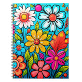 Retro spring hippie flower power notitieboek (Voorkant)