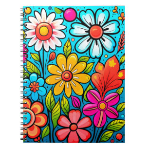 Retro spring hippie flower power notitieboek