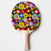 Retro spring hippie flower power tafeltennisbatje (Achterkant)