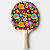 Retro spring hippie flower power tafeltennisbatje (Voorkant)