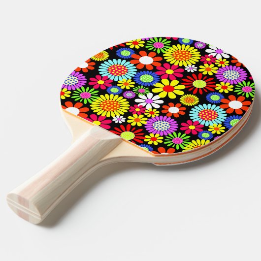 Retro spring hippie flower power tafeltennisbatje (Voorkant Gekanteld)