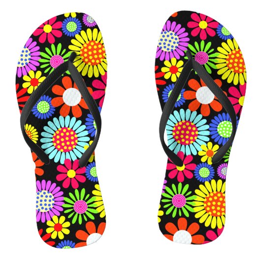 Retro spring hippie flower power teenslippers (Voetbed)