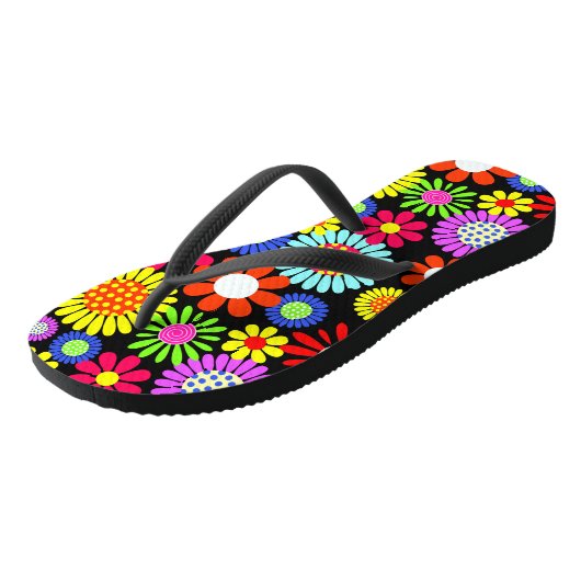 Retro spring hippie flower power teenslippers (Schuin)