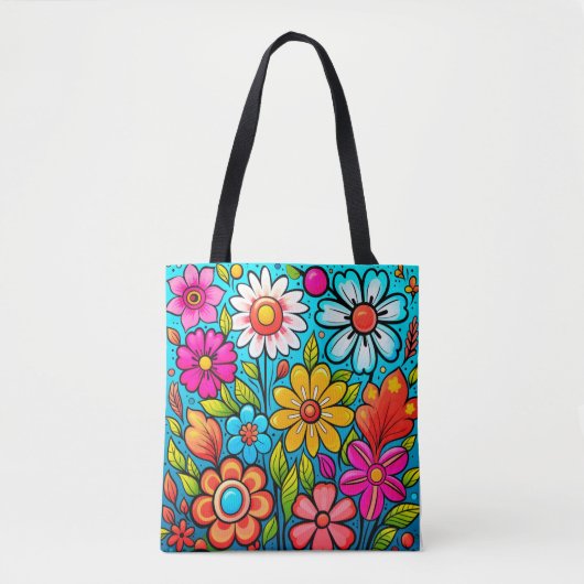 Retro spring hippie flower power tote bag (Voorkant)