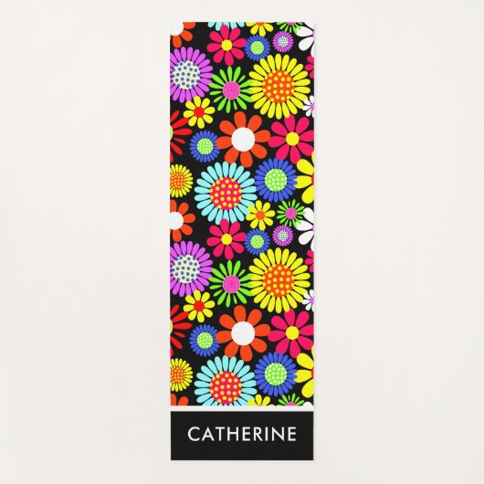 Retro spring hippie flower power Yoga Mat (Voorkant)