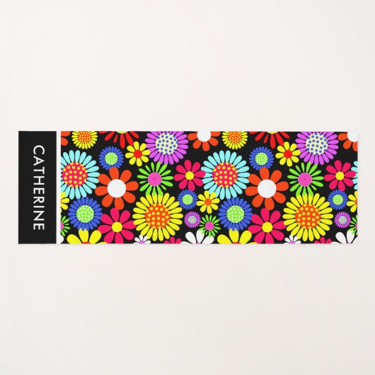 Retro spring hippie flower power Yoga Mat (Voorkant (horizontaal))