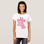 Retro Spring Is In The Air Easter Bunny And Eggs T-shirt (Voorkant volledig)