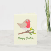 Retro Spring Robin Schattigee  geïnspireerde Pasen Feestdagen Kaart (Voorkant)