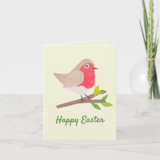 Retro Spring Robin Schattigee  geïnspireerde Pasen Feestdagen Kaart (Voorkant)