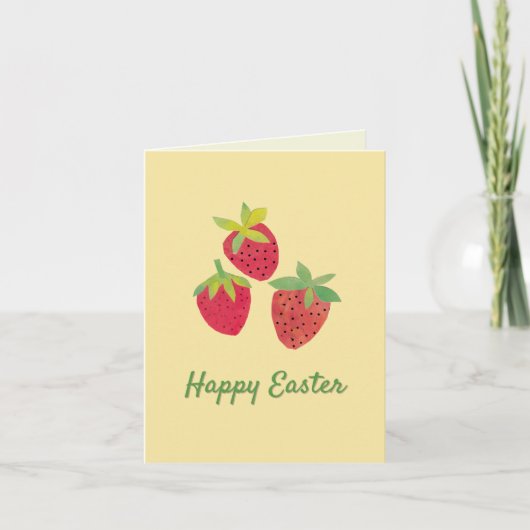 Retro Spring Strawberry Easter Folded Holiday Card Feestdagen Kaart (Voorkant)