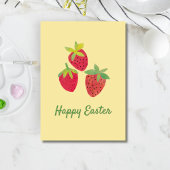 Retro Spring Strawberry Easter Folded Holiday Card Feestdagen Kaart