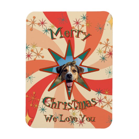 Retro Sputnik Photo and Message Christmas Kitchen Magneet (Verticaal)