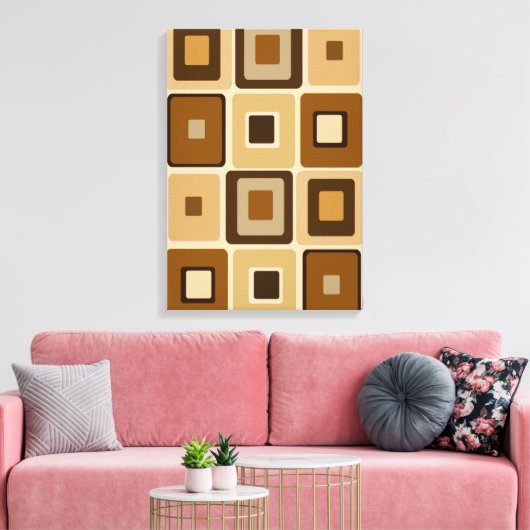 Retro Square op Canvas (Insitu (Woonkamer))