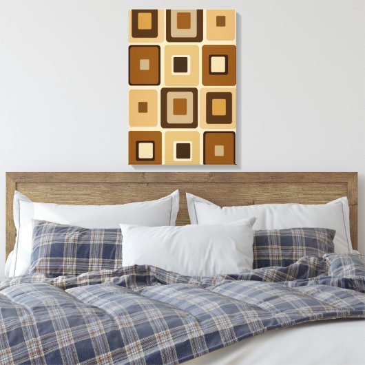 Retro Square op Canvas Afdruk (Insitu (Slaapkamer))