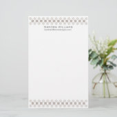Retro Square Patroonontwerp Briefpapier grijs (Staand voorkant)