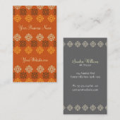Retro Square Pattern Oranje Custom Visitekaartje (Voorkant / Achterkant)