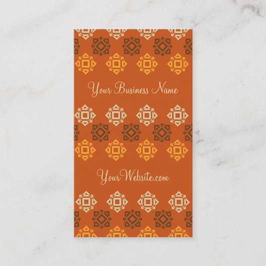 Retro Square Pattern Oranje Custom Visitekaartje (Voorkant)