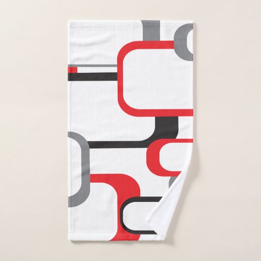 Retro Square Pattern Red Gray Black White Bad Handdoek (Handdoek)
