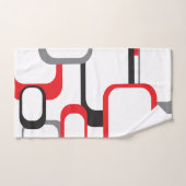 Retro Square Pattern Red Gray Black White Bad Handdoek (Handdoek)
