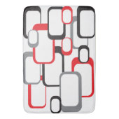 Retro Square Pattern Red Gray Black White Badmat (Voorkant Verticaal)
