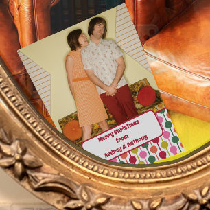 Retro Square Shape Photo Aangepast bericht Feestdagenkaart