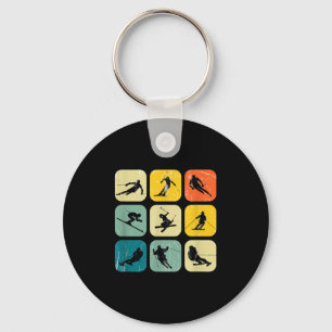 Retro Square Wintersport Ski Nordic Combinatie A Sleutelhanger