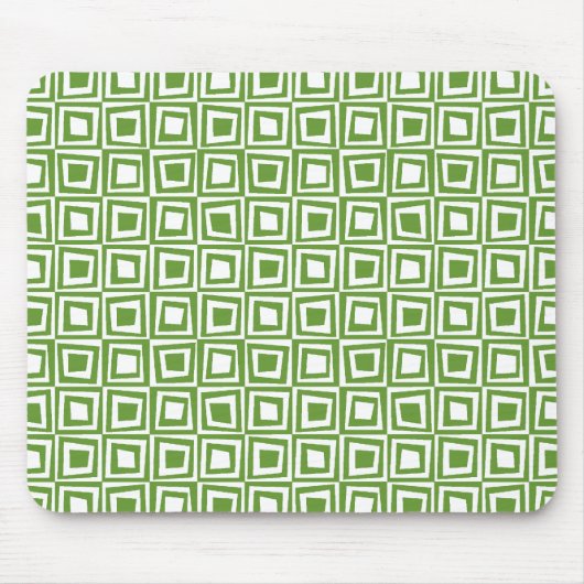 Retro Squares - Avocado Green op White Muismat (Voorkant)