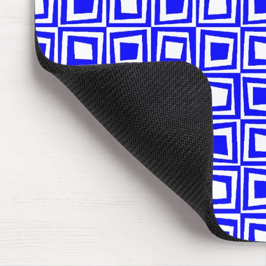 Retro Squares - Blauw op wit Muismat (Hoek)
