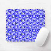 Retro Squares - Blauw op wit Muismat (Met muis)