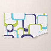 Retro Squares Blue Green White Patroon Bad Handdoek (Handdoek)