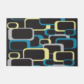 Retro Squares Blue Yellow Grey Pattern Deurmat (Voorkant)