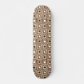 Retro Squares - Bruin op crème Skateboard (Voorkant)