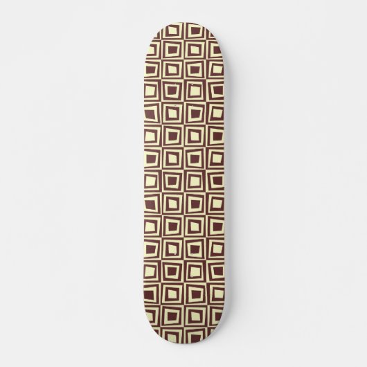 Retro Squares - Bruin op crème Skateboard (Voorkant)