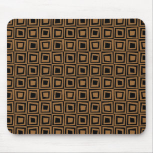 Retro Squares - Bruin op zwart Muismat