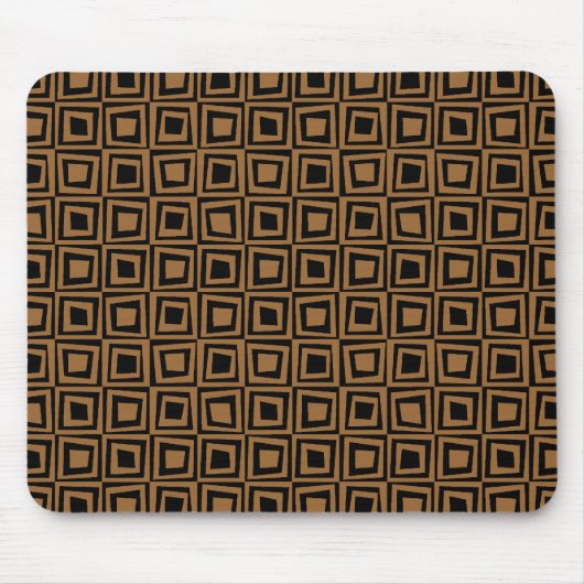 Retro Squares - Bruin op zwart Muismat (Voorkant)