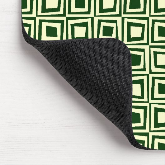 Retro Squares - Cream on Dark Green Muismat (Hoek)