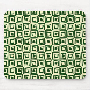 Retro Squares - Cream on Dark Green Muismat