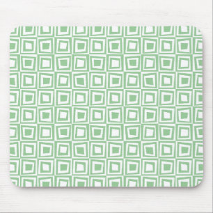 Retro Squares - Faded groen op wit Muismat