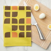 Retro Squares Geel Bruin Aangepaste familienaam Theedoek (Quarter Fold)